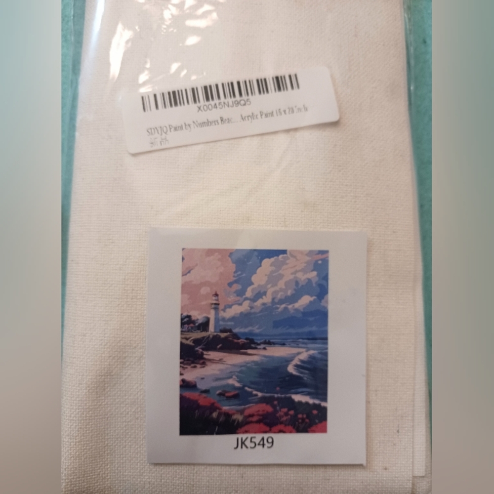 BEAUTIFUL Paint By Numbers Kit, Beach Lighthouse 16×20in New